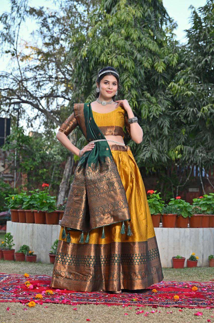 Women's Tussar Silk Patola Print Lehenga Choli Dupatta Set - Image 16