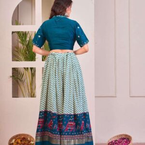 Women's Tussar Silk Patola Print Lehenga Choli Set with Foil Work
